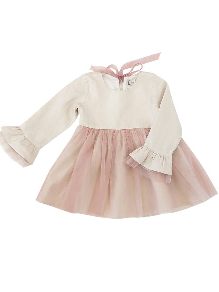 Ever After Linen Tutu Dress - Ivory Blush for wholesale by Karibou Kids
