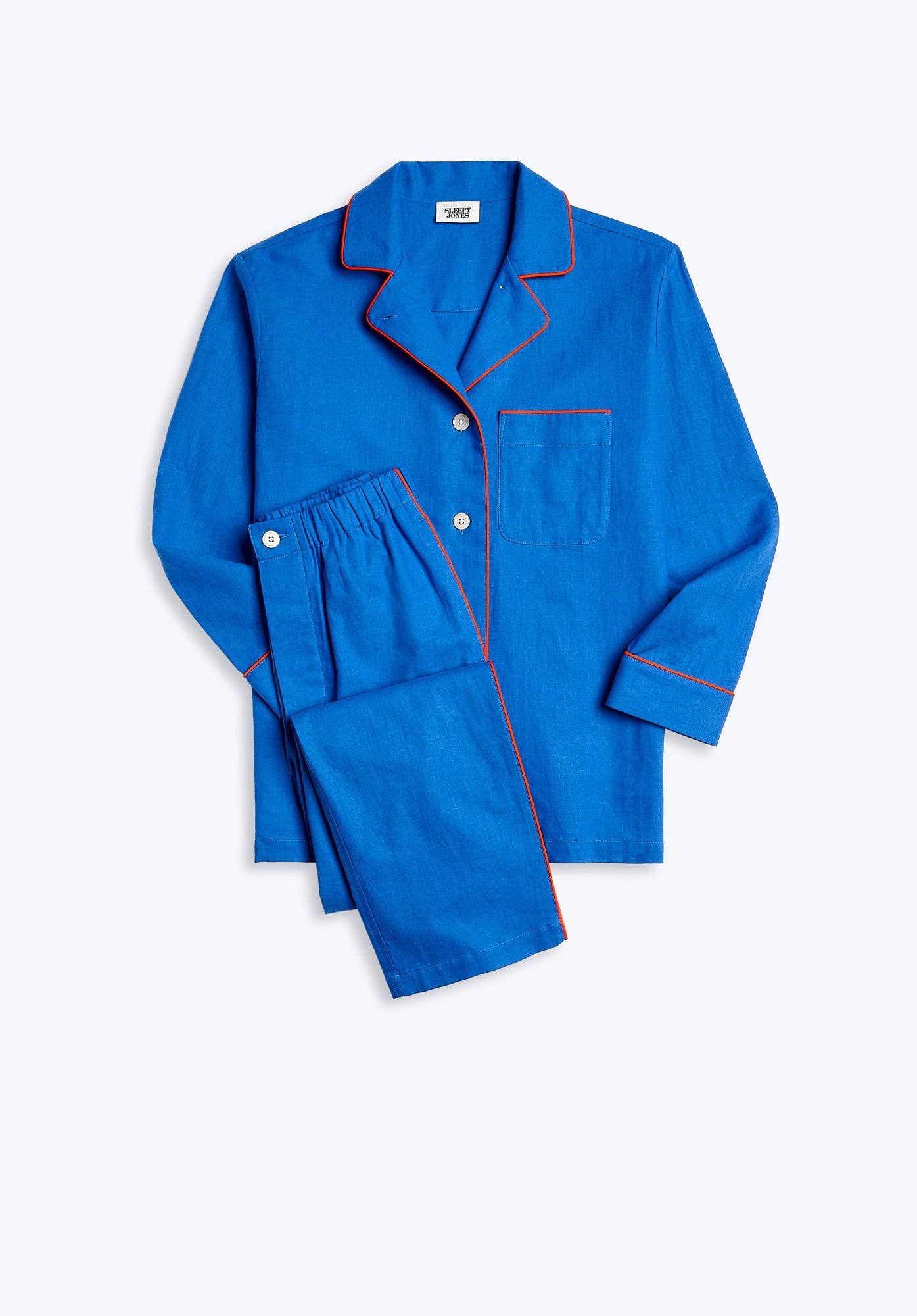 Azurblauw Linnen-Katoen Margaret Pyjamaset in Azuren Linnen-Katoen voor groothandel op Faire