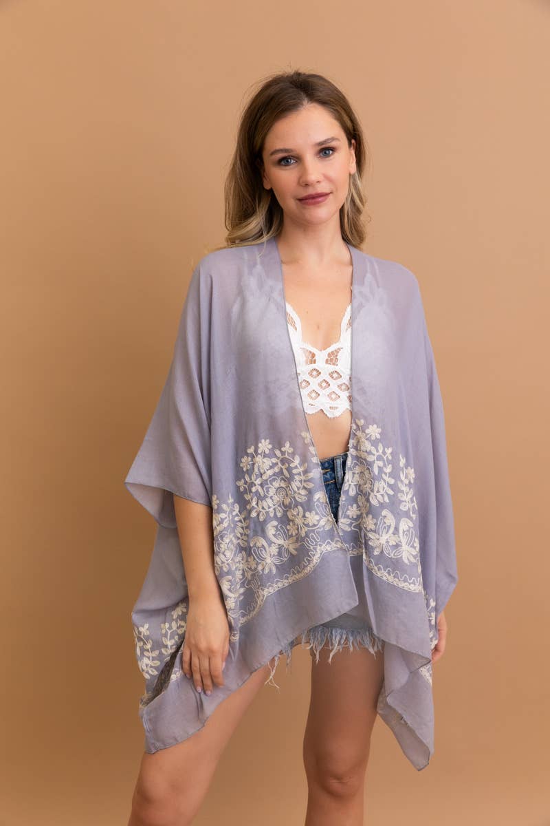 Leto Accessories - Wholesale Kimono - Women's - Lightweight Summer Kimono | Floral Embroidery & Tassels 🌻14