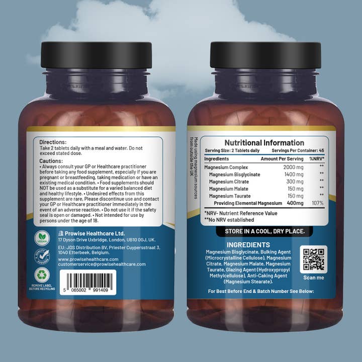 Prowise Healthcare - Wholesale Oral Supplement/Vitamin - Magnesium Glycinate Complex - 90 Vegan Tablets - by Prowise