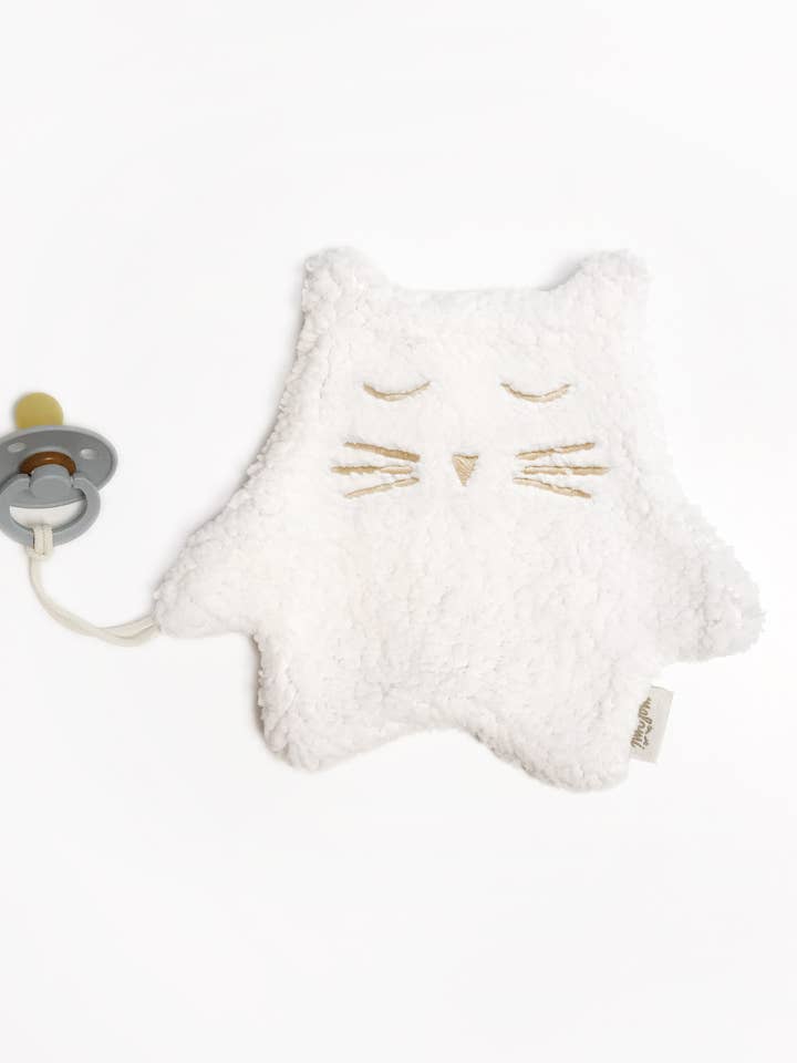 PACIFIER HOLDER/CUDDLY TOY KITTEN ECRU for wholesale by Malomi Kids