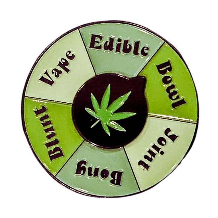 SHEWOLF Designs - Wholesale Lapel Pin/Button - Pin: Weed Spinner  | 420 Accessory Interactive Spinner Pin 0