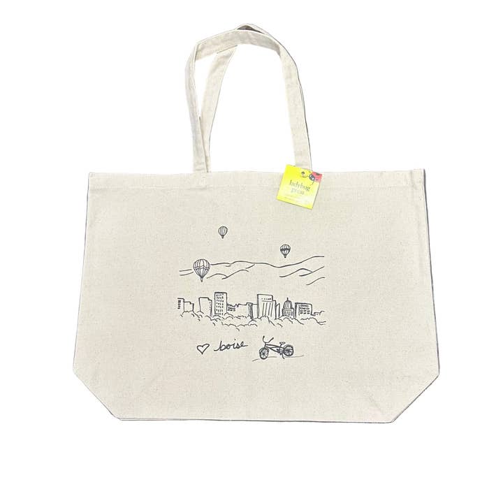 Sac fourre-tout Boise Balloon sérigraphié pour la vente par Ladybug Press