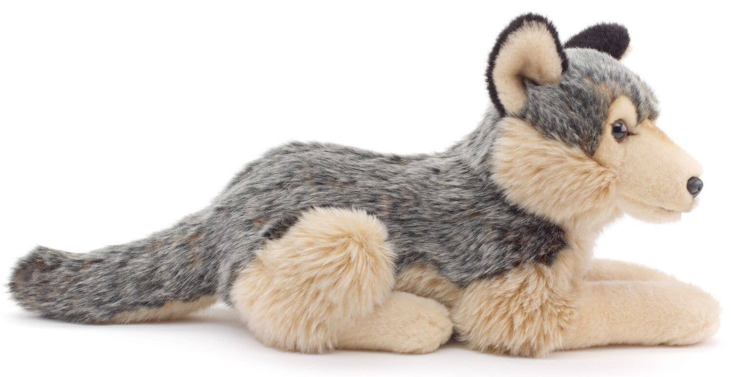 Uni Toys - Wholesale Stuffed/Plush Toy - Kids & Baby - Grey wolf, lying down - 30 cm (length) - cuddly/plush toy3