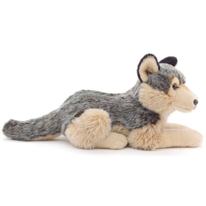 Uni Toys - Wholesale Stuffed/Plush Toy - Kids & Baby - Grey wolf, lying down - 30 cm (length) - cuddly/plush toy3