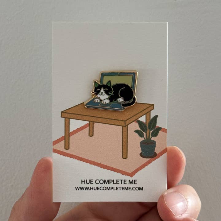 Cat Laptop Pin for wholesale by Hue Complete Me