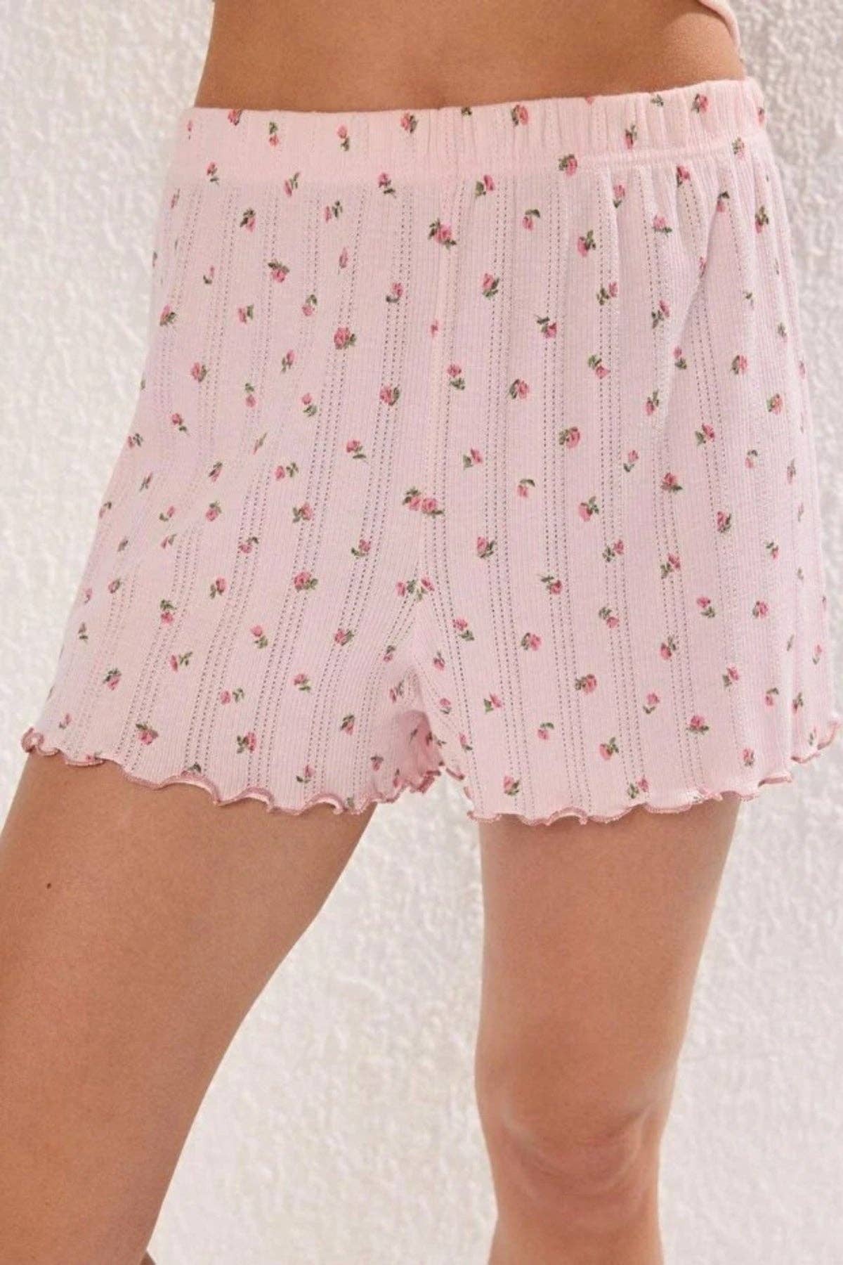 Hoxton Gal – wholesale Sleepwear set – Women's – 2 Piece Ribbon/Bow Detail Ribbed Knit Pajama Set with Shorts10