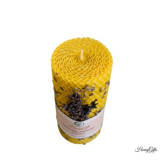 HoneyGifts - Wholesale Zuilkaars - Lavendel 100% zuivere bijenwas kaars3