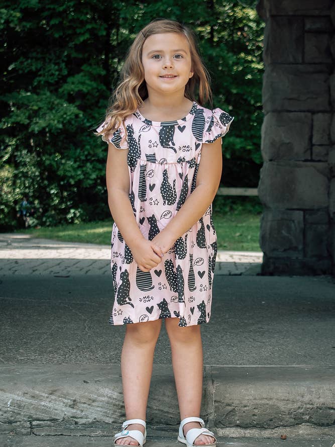 Pretty Kitty Milk Silk Flutter Dress for wholesale by Great Lakes Kids Apparel