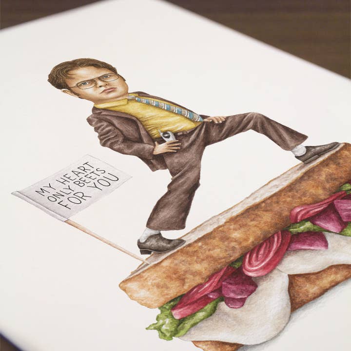 Celebs on Sandwiches - Wholesale Art Print - Dwight Schrute - The Office - Watercolor Print2