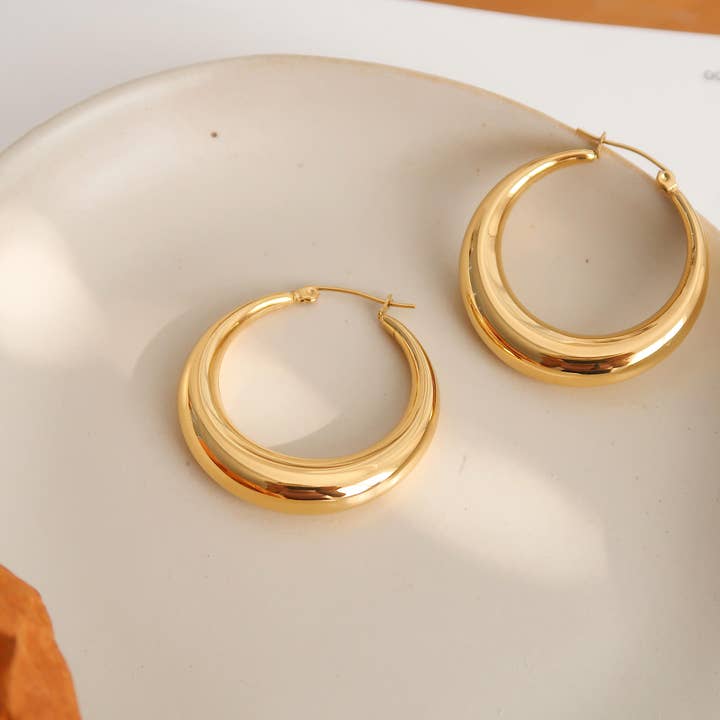 Flânerie by MAIQ - Wholesale Hoop Earrings - Galene Non-Tarnish Classic Large Hoop Earring