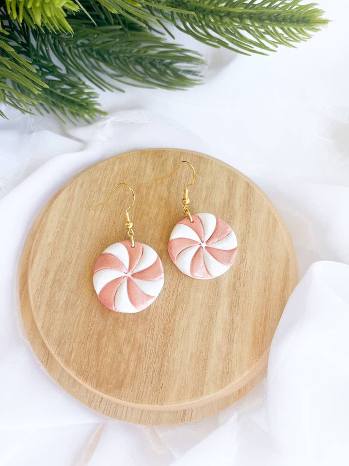 Christmas Peppermint Polymer Clay Earrings for wholesale by The Modern Iris
