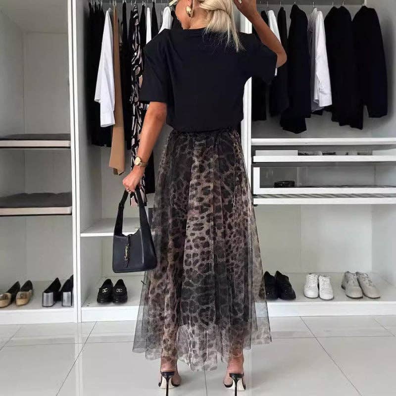 As Shown Women Fashion Mesh Leopard Print Chiffon Skirt for wholesale on Faire3
