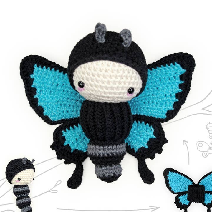 Crochet Lalylala ULYSSES BUTTERFLY Amigurumi, Stuffed Animal for wholesale by TOMOPOD LLC