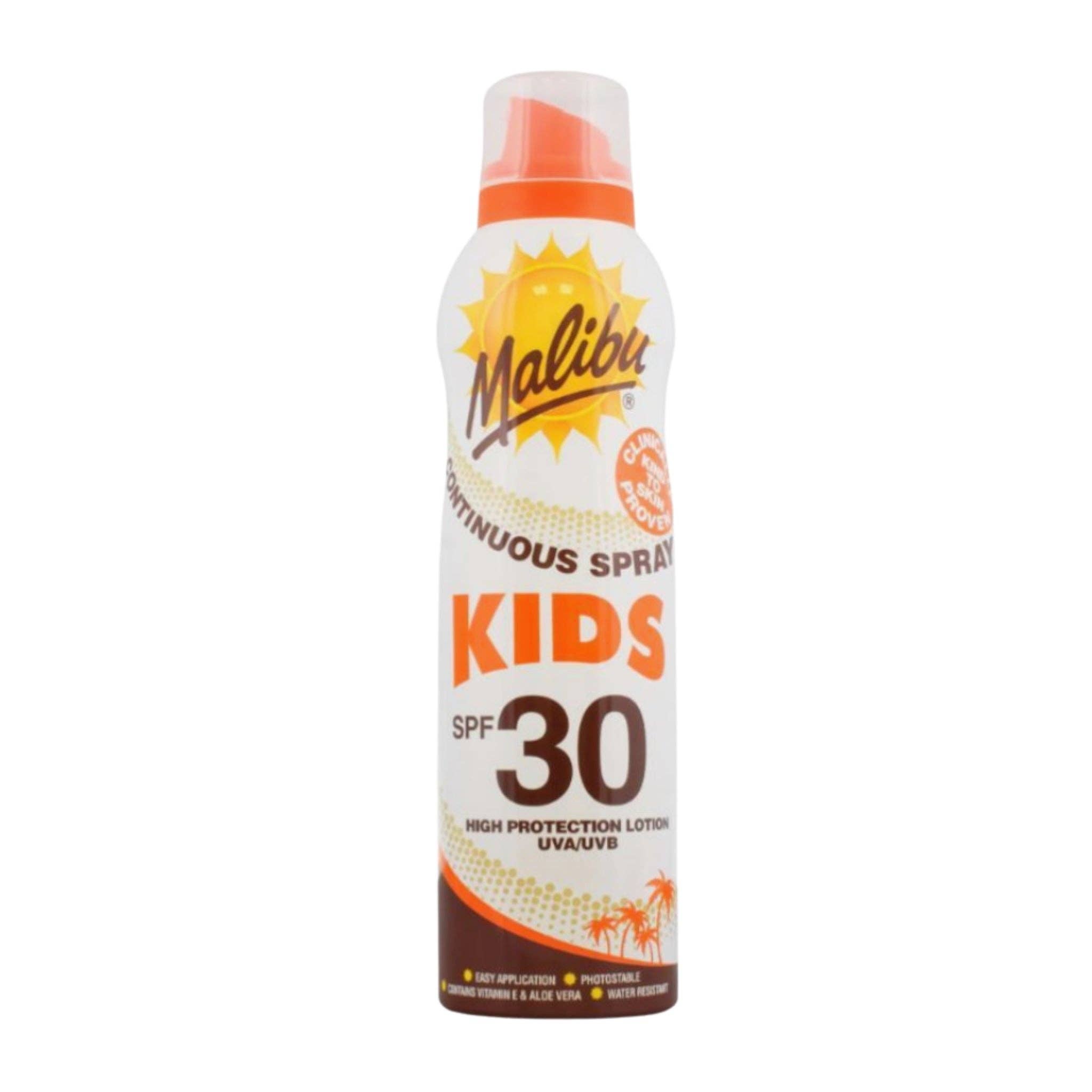 MEGATAN – wholesale Sunscreen – Malibu Kids SPF 30 Sun Protection Spray Lotion (175ml)0