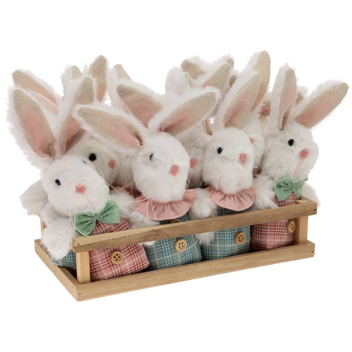 Crate Of Plaid Bunny Ornaments set of 12 Easter for wholesale by Boston International