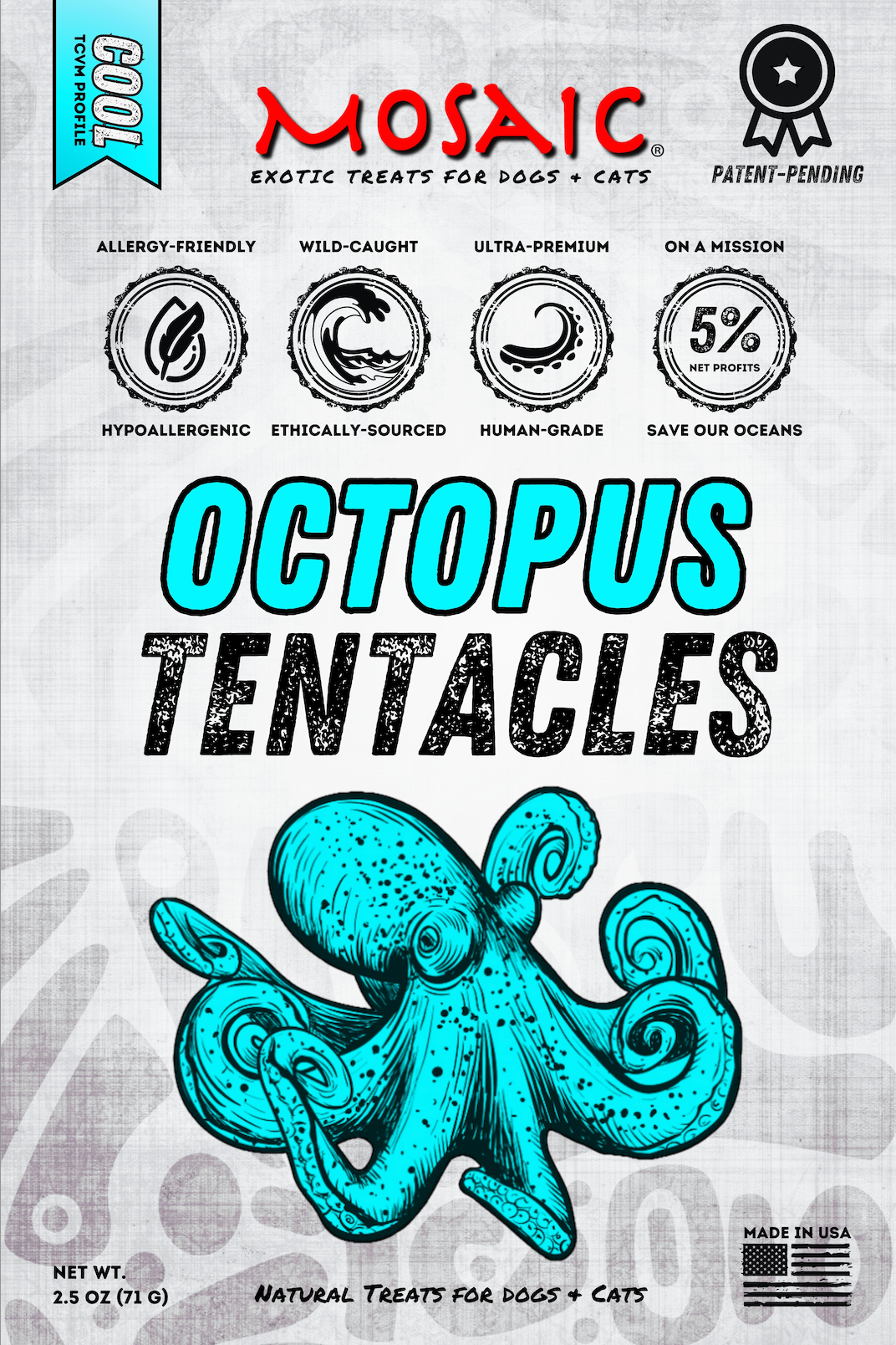 Mosaic Pet Food – Großhandel Leckerlis – Hund – Mosaic® Gefriergetrocknete wilde Oktopus-Tentakel, 2,5 oz2