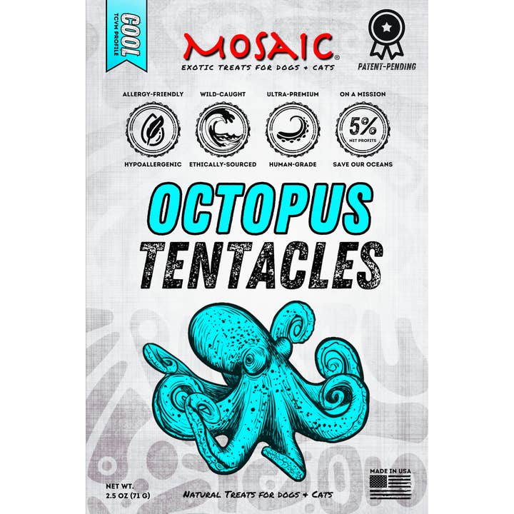 Mosaic Pet Food – Großhandel Leckerlis – Hund – Mosaic® Gefriergetrocknete wilde Oktopus-Tentakel, 2,5 oz2