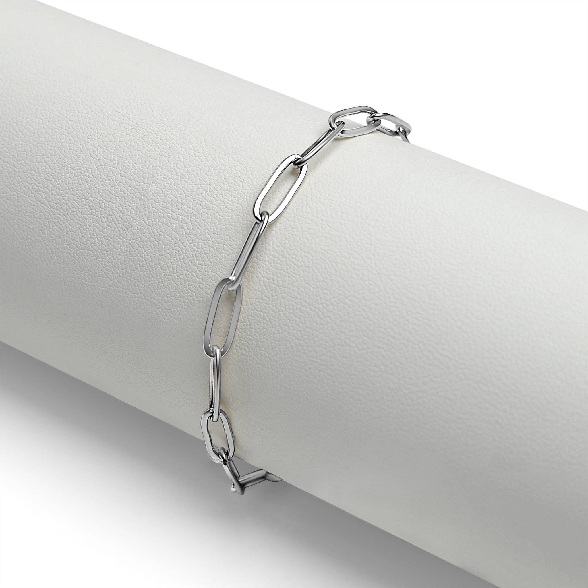 WJW - Wholesale Link & Chain Bracelet - Stainless Steel Paperclip with Charm Keeper Chain Bracelet12