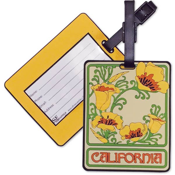 California Poppy PVC Luggage Tag for wholesale by SF Mercantile