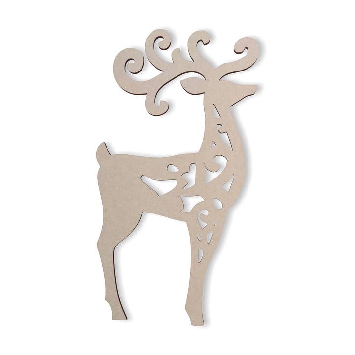 Wooden Decorative Reindeer Silhouette, Wooden Cutout for wholesale by Jess and Jessica