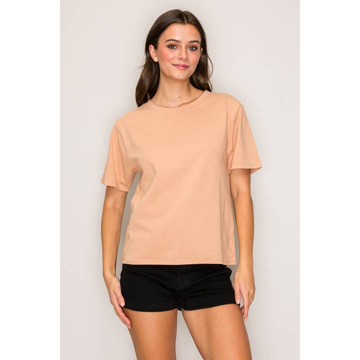 Crew Neck Short Sleeve Cotton Boyfriend Boxy Tee for wholesale by Popular 21