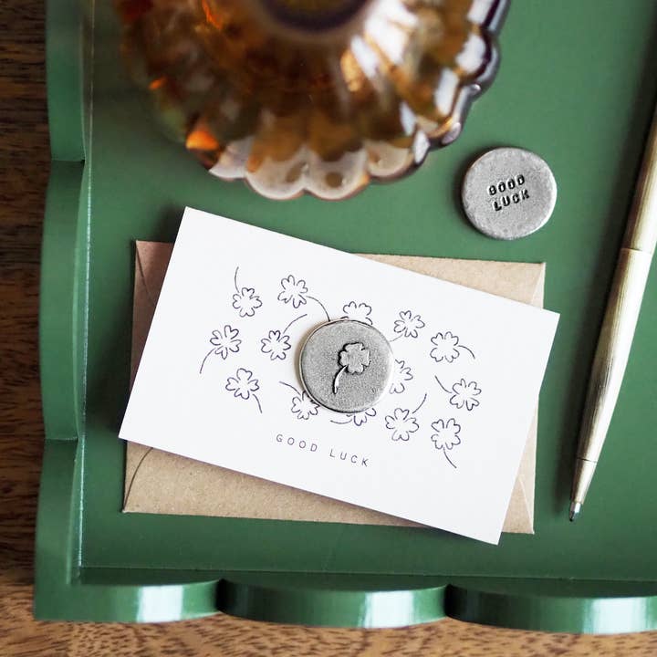 Kutuu - Wholesale Keepsake Coin/Token - Four Leaf Clover 'Good Luck' Pocket Token Card2