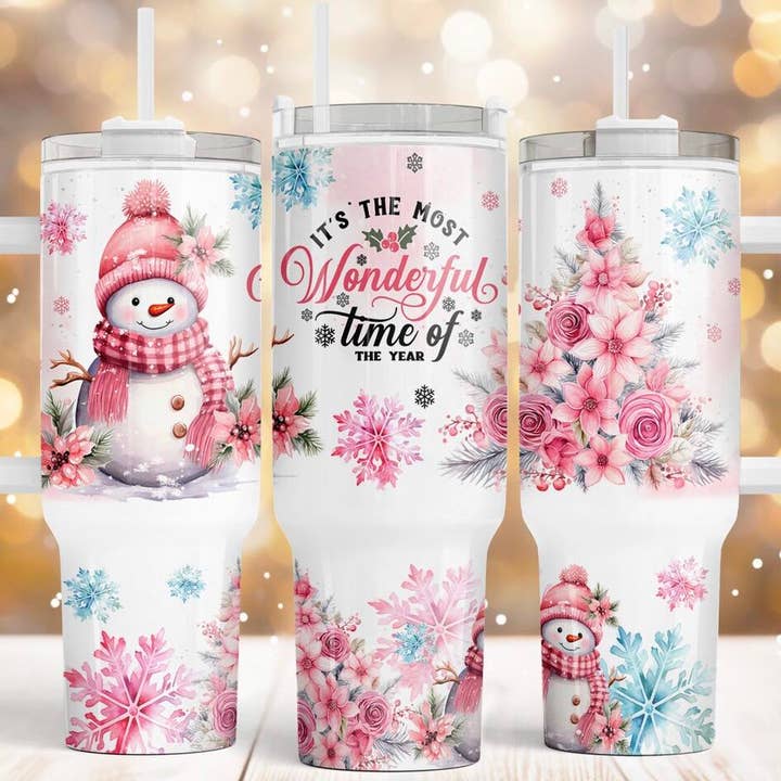 40oz Christmas wonderful time tumbler with handle for wholesale by Blackrockcreations