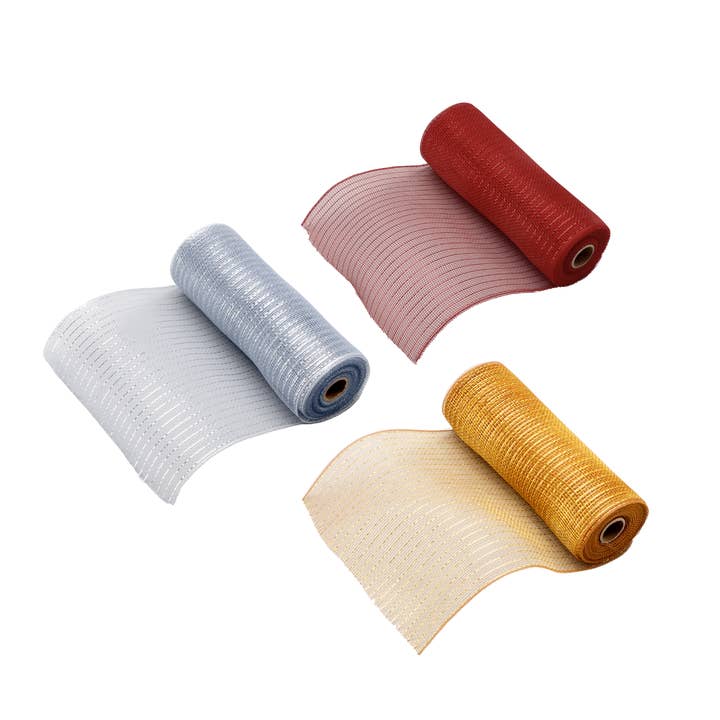 10YD 10"W Striped Metallic Sparkle Mesh Wrap for wholesale by Jacobson