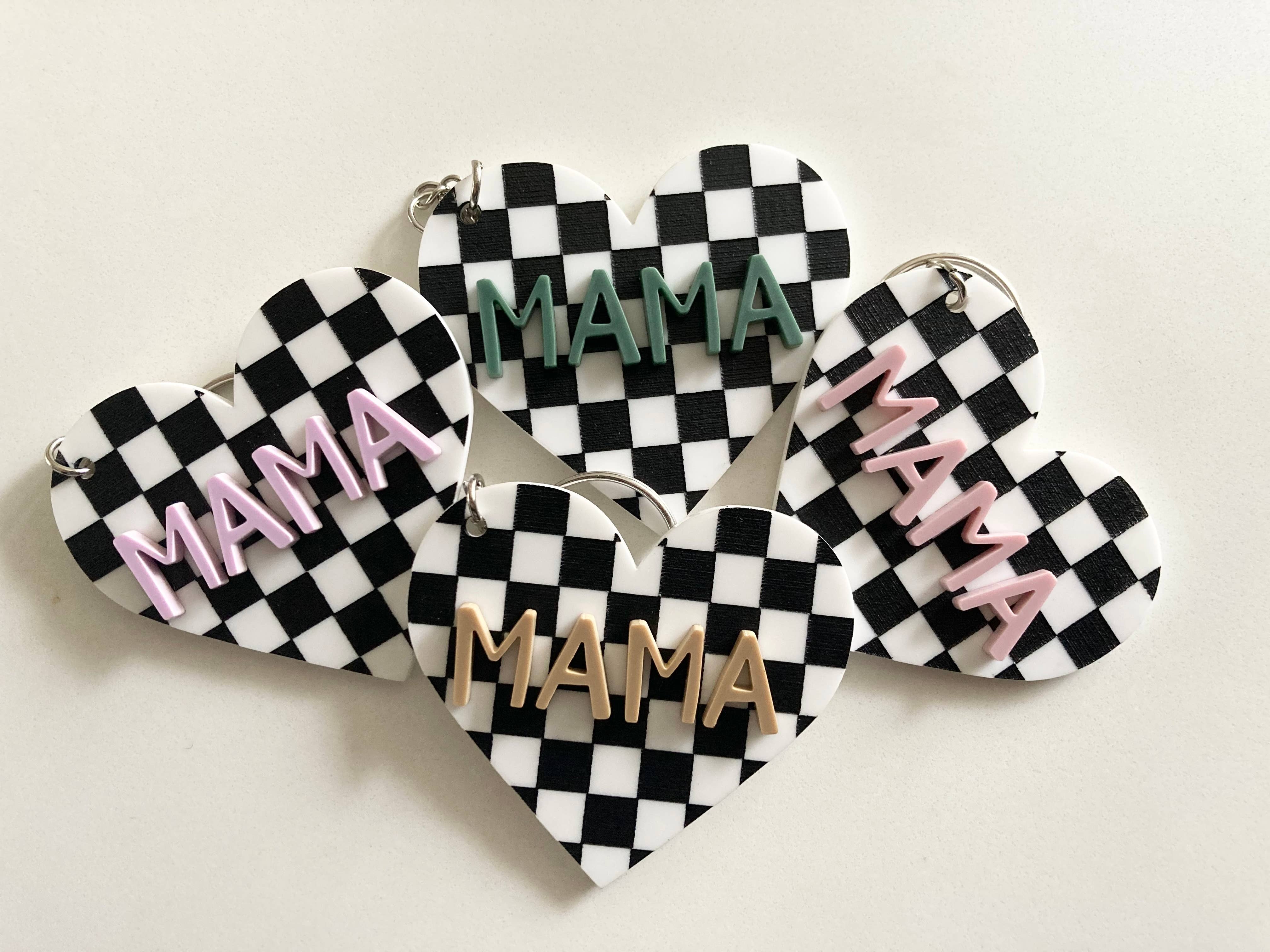 Cope and Co Custom Signs - Wholesale Keychain - Women's - Checkered Heart Mama Keychain2