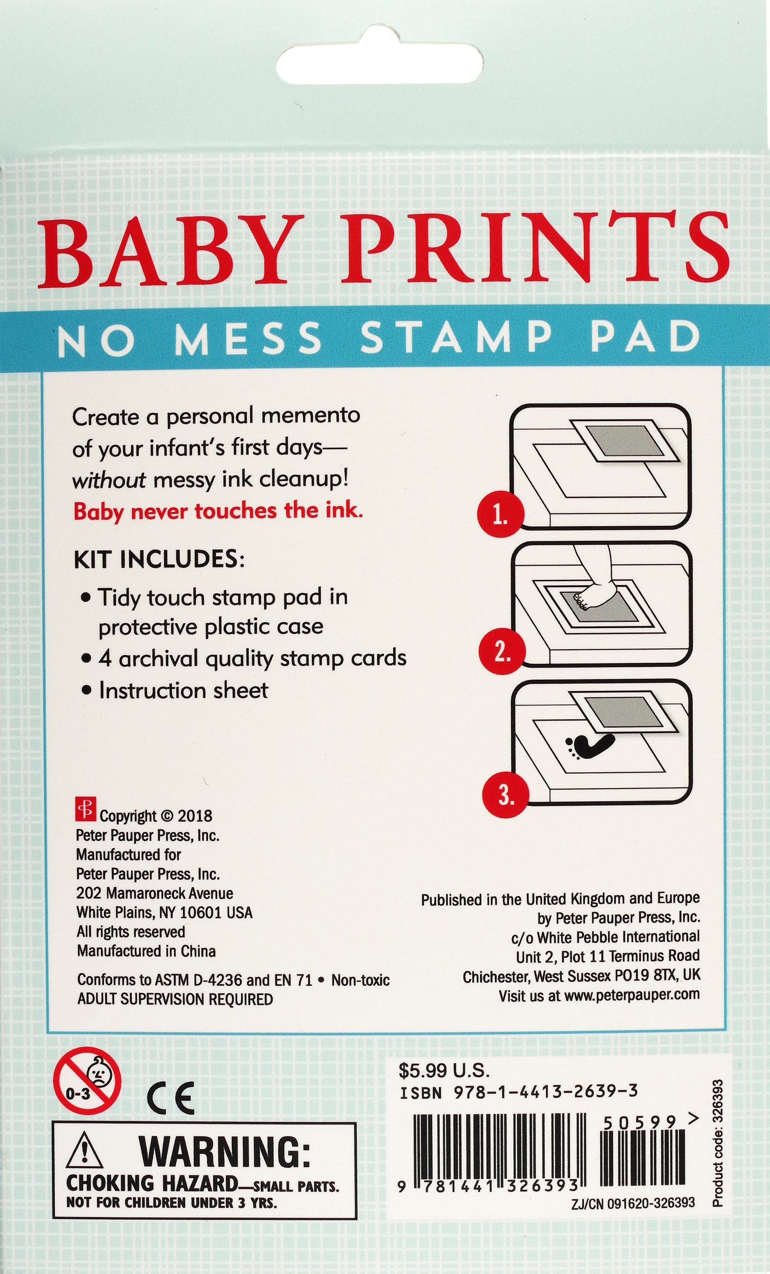 Peter Pauper Press - Wholesale Hand & Footprint Kit - Kids & Baby - Baby Prints No Mess Stamp Pad1