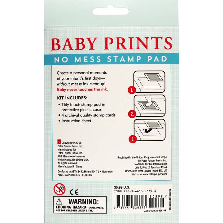 Peter Pauper Press - Wholesale Hand & Footprint Kit - Kids & Baby - Baby Prints No Mess Stamp Pad1