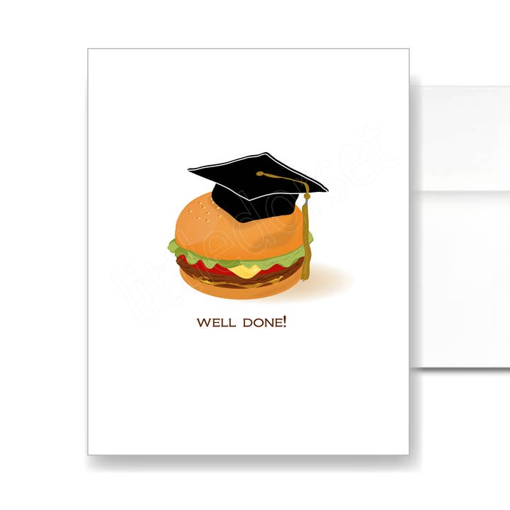 Hamburger Graduation Card for wholesale by Little Dorset Shop