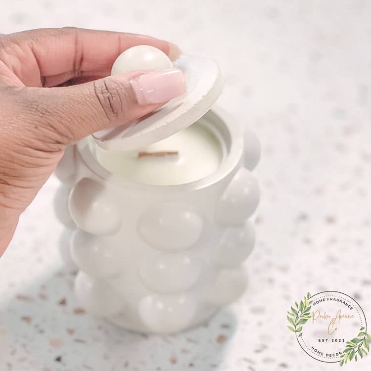 Moderniche - Vente Bougeoirs - Pot à bougie en béton vide de 8 oz avec couvercle en option - Style à bulles16