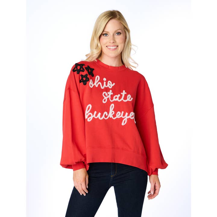 The Ohio State Buckeyes Ballonpullover mit Glitzermuster für den Großhandel von Stewart Simmons