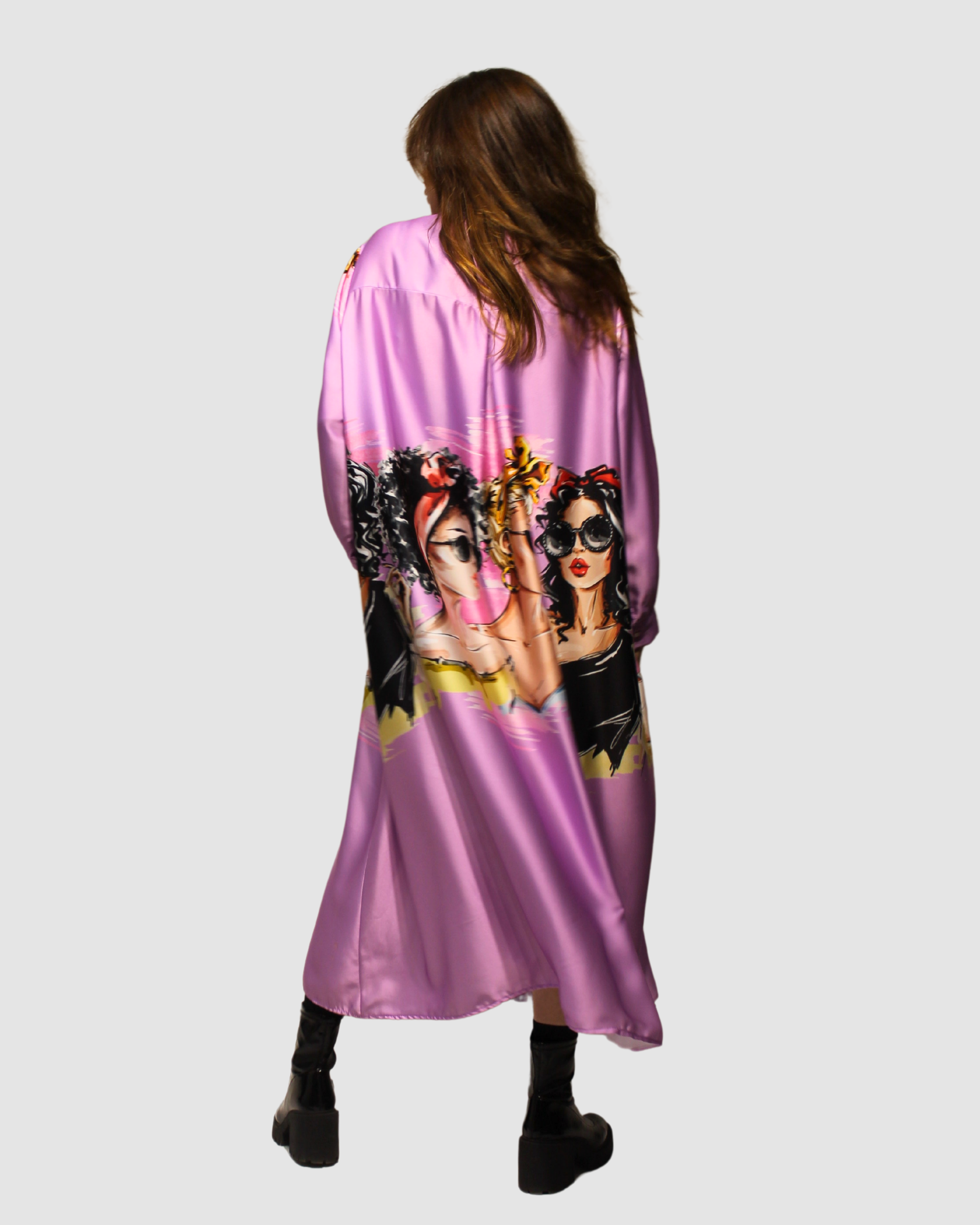 BanBat – Engroshandel Kjole - Dame – Satinskjortekjole med trykt mønster - REF: 3073623