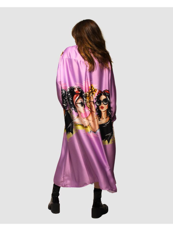 BanBat – wholesale Klänning - Dam – Satintryckt skjortklänning - REF: 3073623