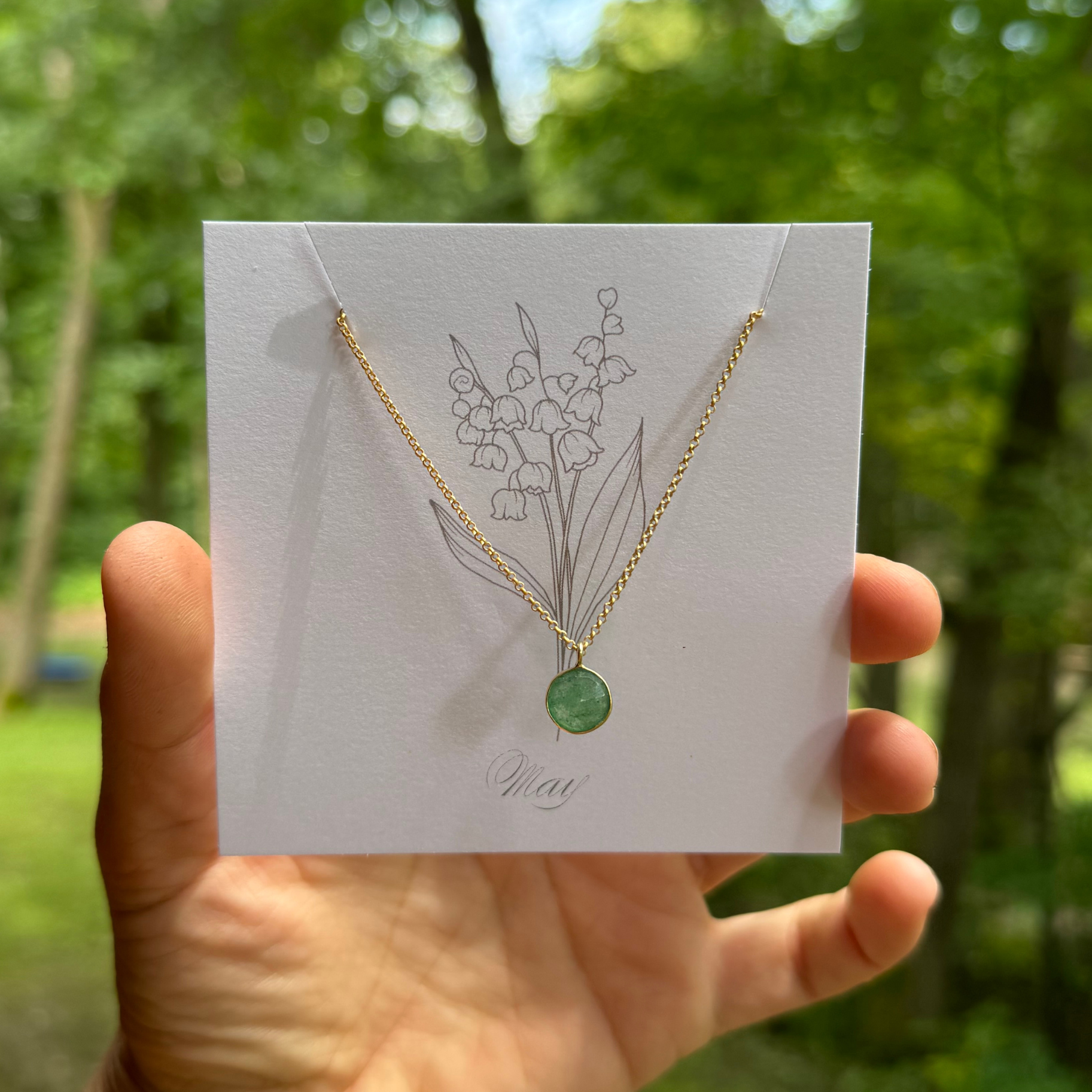 Seeds - Wholesale Pendant/Charm Necklace - Birthstone Matte Gold Chain Necklace | Birth Flower Cards4