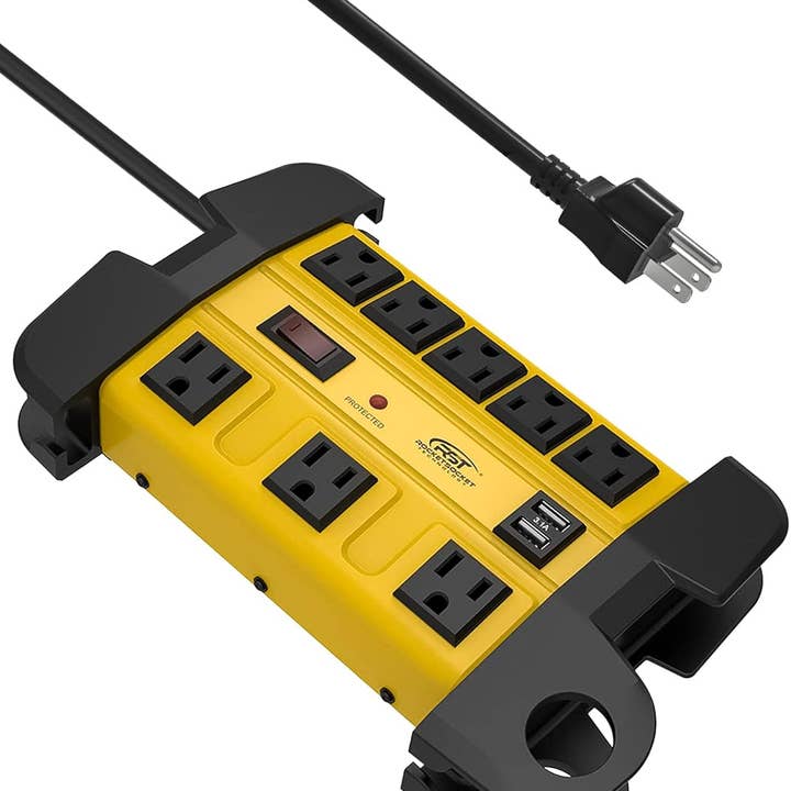 Rocket Socket Technology - Wholesale Power Adapter - CRST 8 Outlets Dural USB Mountable Metal Power Strip Surge Protector with Cord Wrapping Design, Optional 15FT or 6FT Power Cord7