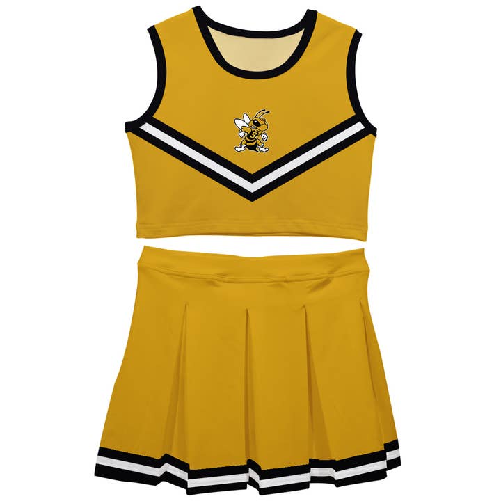 West Virginia Yellow Jackets WVSU Gold Cheerleader Set for wholesale by Vive La Fete