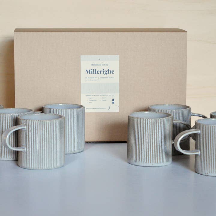 Karolina Bednorz Ceramics - Wholesale Coffee Mug - MILLERIGHE * CASE OF 8 * Ceramic Mug Handmade in Italy
