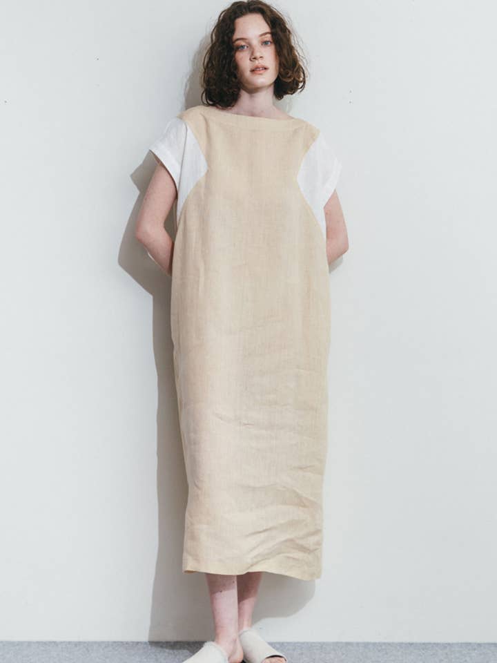 Vestido Eabha Bege por atacado de Fog Linen Work