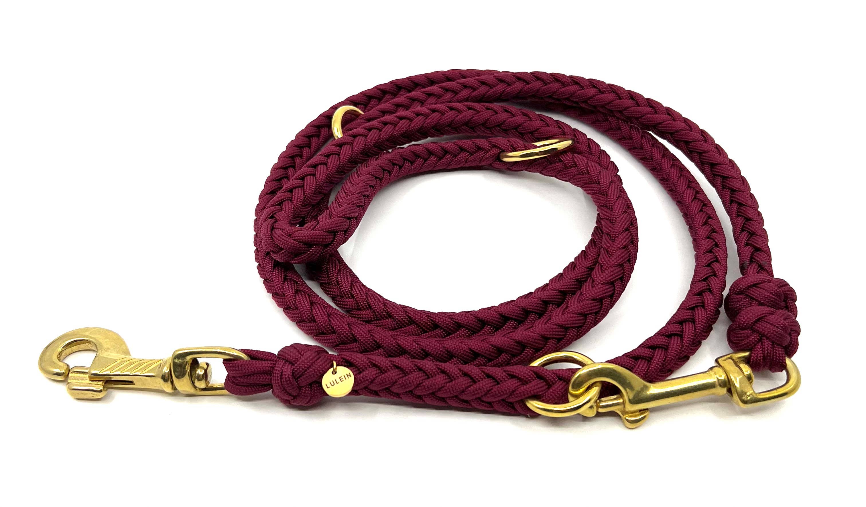 Lulein - Wholesale Hondenriem - Hond - Fishbone bordeaux 3-weg verstelbare paracord hondenriem4