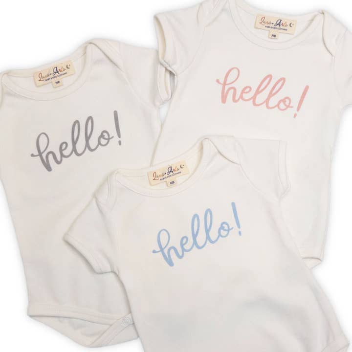 Magnolia Baby - Wholesale Bodysuit (Non-Footed) - Baby - Hello! Bodysuit - Dusty Rose by Luna and Arlo