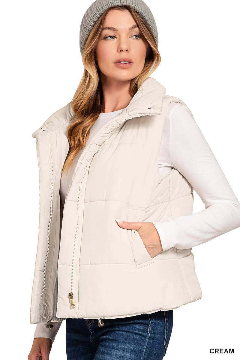 42POPS – Engroshandel Vest - Dame – 1015 Højhalset Puffer Vest med Lommer SI-281601