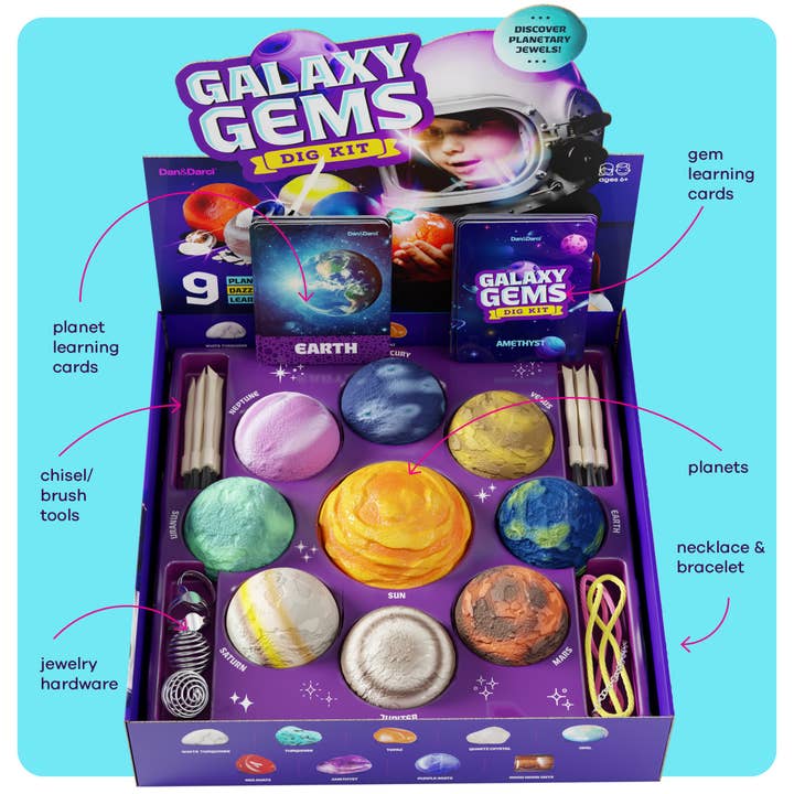 Dan&Darci - Wholesale DIY Craft Kit - Kids - Galaxy Gem Dig Kit for Kids - Gemstones Digging Science Kit