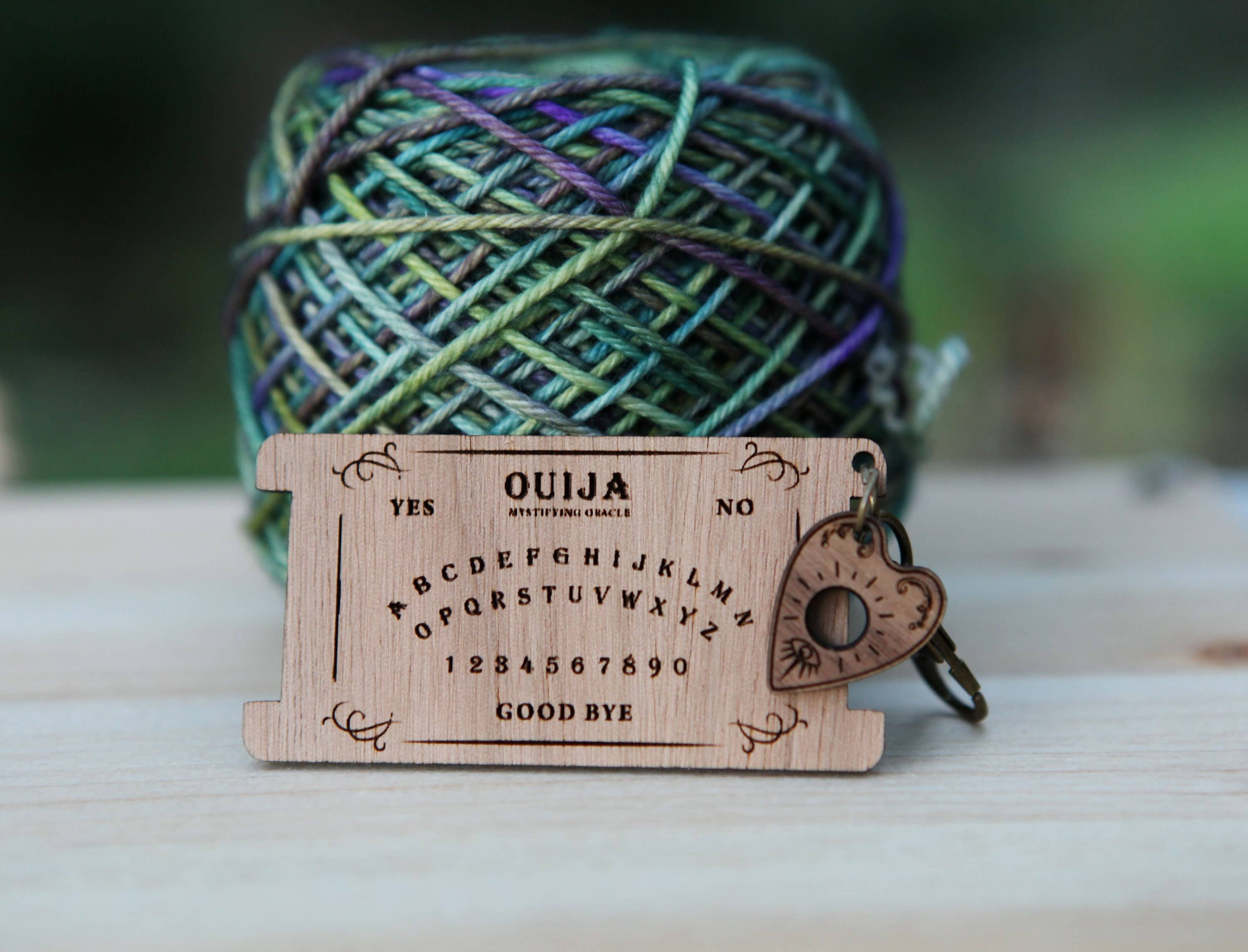 Sunrise Grove - Wholesale Knitting/Crochet Supplies - Walnut Wood Ouija Board with Planchette & WPI Ruler3