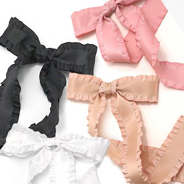 JOSSLYN by wall to wall - Wholesale Hair Clip - Women's - SCALLOPED TRIM SATIN BOW RIBBON HAIR CLIPS | 40H753