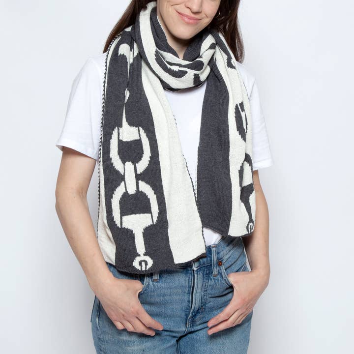 In2Green - Wholesale Scarf - Women's - Equestrian Snaffle Bit Striped Scarf