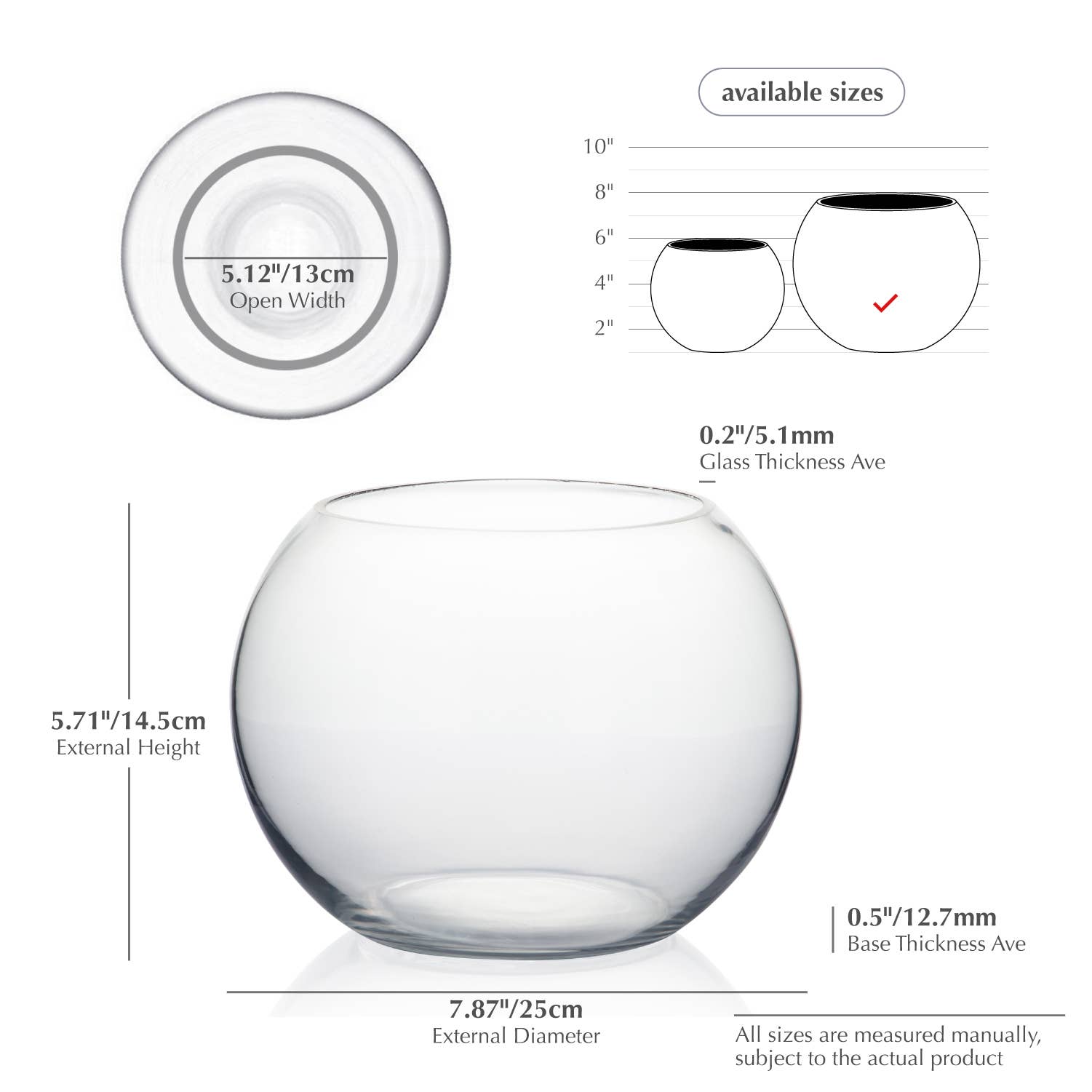 WGV International - Wholesale Vase - WGV Everyday Clear Glass Bubble Bowl Vase - 8" x 5.71"H1
